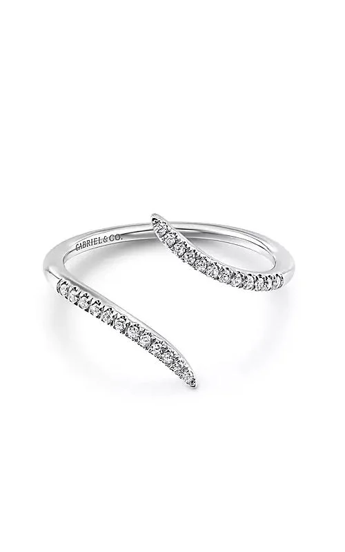 Beaded Fashion Rings in Natural Stones and Cotton Cord for a Handmade Aesthetic14K White Gold Bypass Open Diamond Ring G14124