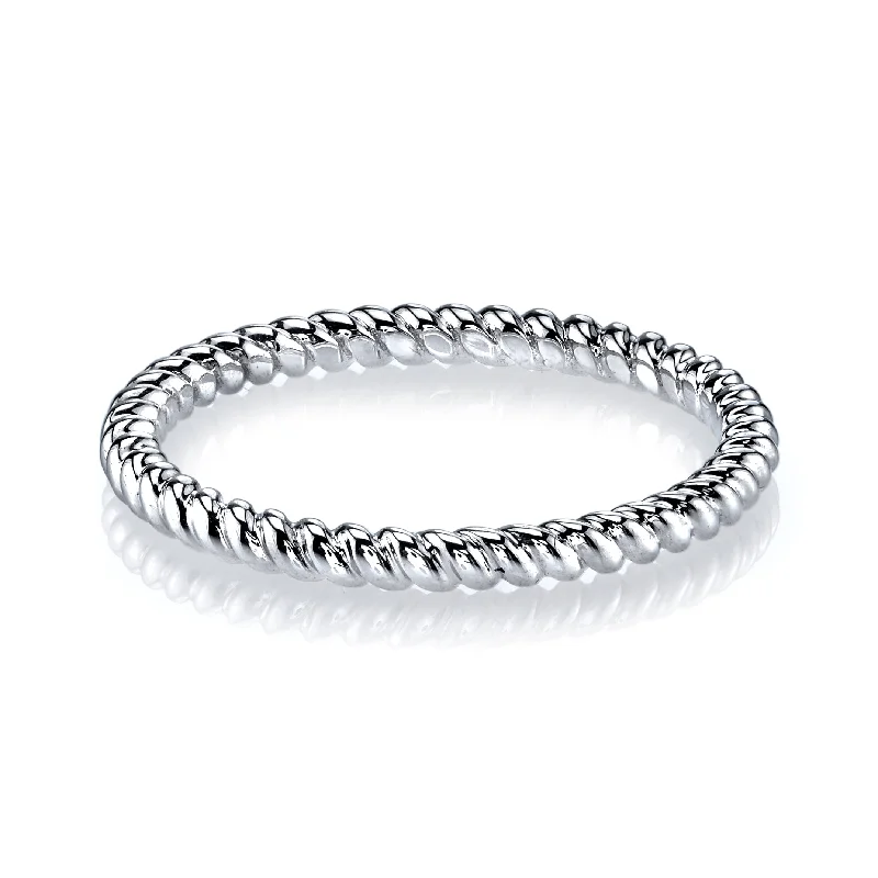 Knuckle - Duster Fashion Rings in Black - Plated Metal with Spike Details14K White Gold Twisted Stackable Fashion Ring