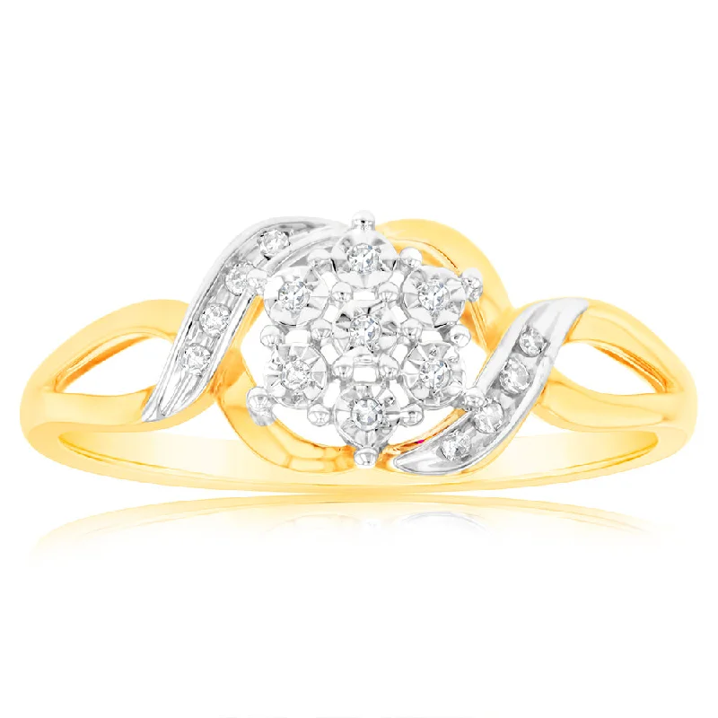 Heart - Shaped Women's Diamond Rings in Rose Gold for a Romantic and Symbolic GiftLuminesce Lab Grown 9ct Yellow Gold 15 Diamonds Dress Ring