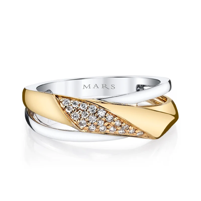 Magnetic Fashion Rings in Stainless Steel with a Modern, Interlocking Design14K Two-Tone Gold 0.11ct. Diamond Contrasting Crossover Fashion Ring