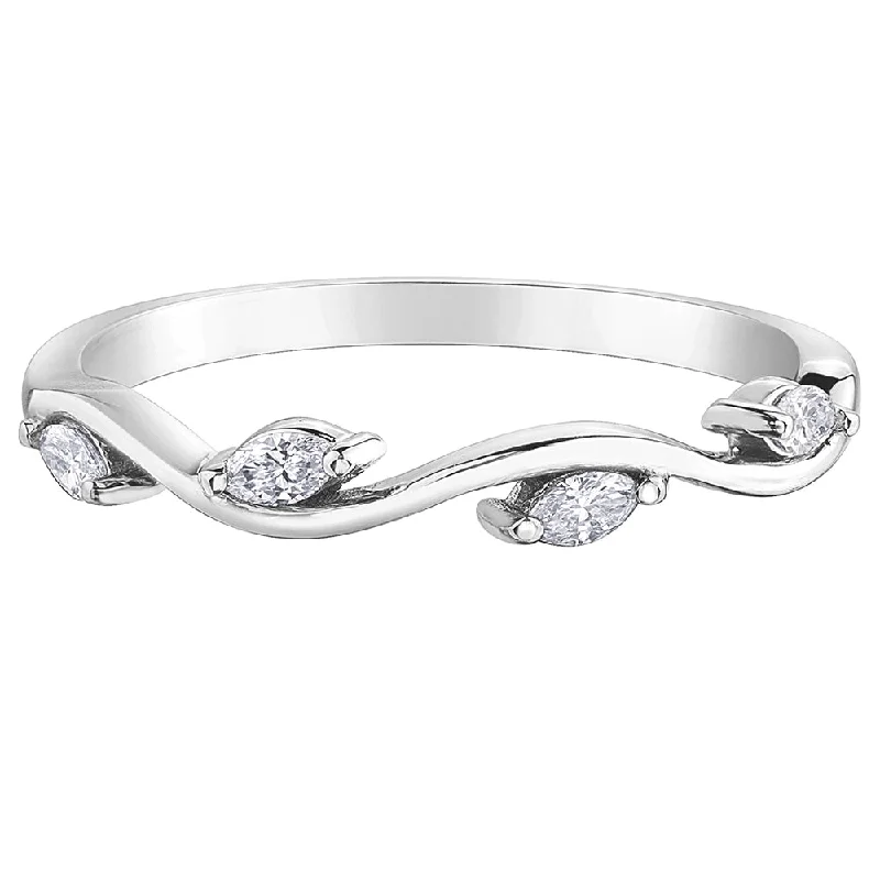 Women's Solitaire Diamond Rings with Round - Cut Diamonds and Platinum Settings for an Elegant EngagementVine Inspired Wedding Band with Marquise Diamonds