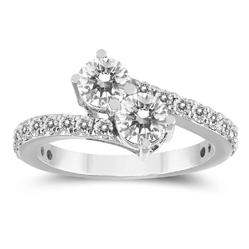 Tennis - Style Women's Diamond Rings with a Continuous Row of Diamonds for a Classic and Versatile Look1 1/2 Carat TW Two Stone Diamond Ring in 14K White Gold