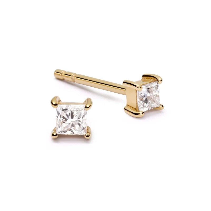 14K Gold Plated Heart - Shaped Stud Earrings for a Romantic and Feminine LookEstée Lalonde Fine Square Diamond Stud Earrings 14ct Solid Gold