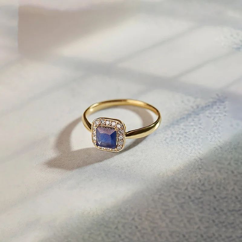 Textured Fashion Rings in Pewter with Hammered and Embossed SurfacesCreated Blue Sapphire & Diamond Ring