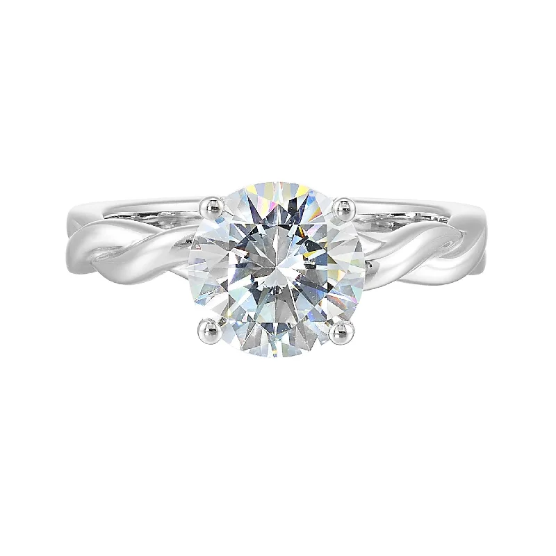 Vintage - Style Women's Diamond Rings with Floral - Engraved Bands and Multiple Diamond AccentsThollot-Colorado Cut 14K White Gold 0.05ctw 4 Prong Style Diamond Semi-Mount Engagement Ring