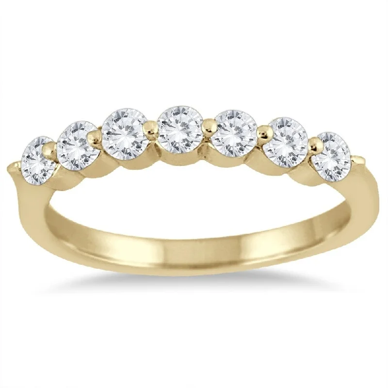 Signature - Design Women's Diamond Rings with a Brand - Specific Pattern and High - Quality Diamonds1/2 Carat TW Seven Stone Diamond Wedding Band in 14K Yellow Gold