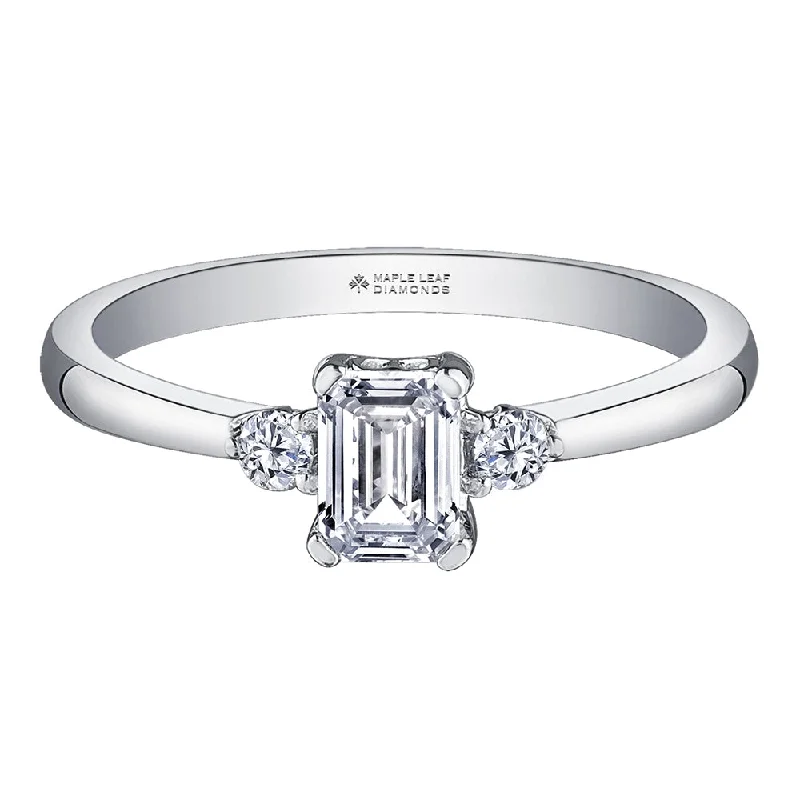 Princess - Cut Women's Diamond Rings in White Gold with a High - Clarity Diamond for a Modern LookEmerald Cut Canadian Diamond Three-Stone Ring