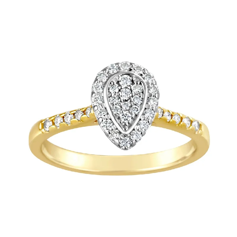 Adjustable Women's Diamond Rings with a Flexible Band for a Comfortable and Custom Fit9ct Yellow Gold Pear Shape Diamond Halo Engagement Ring