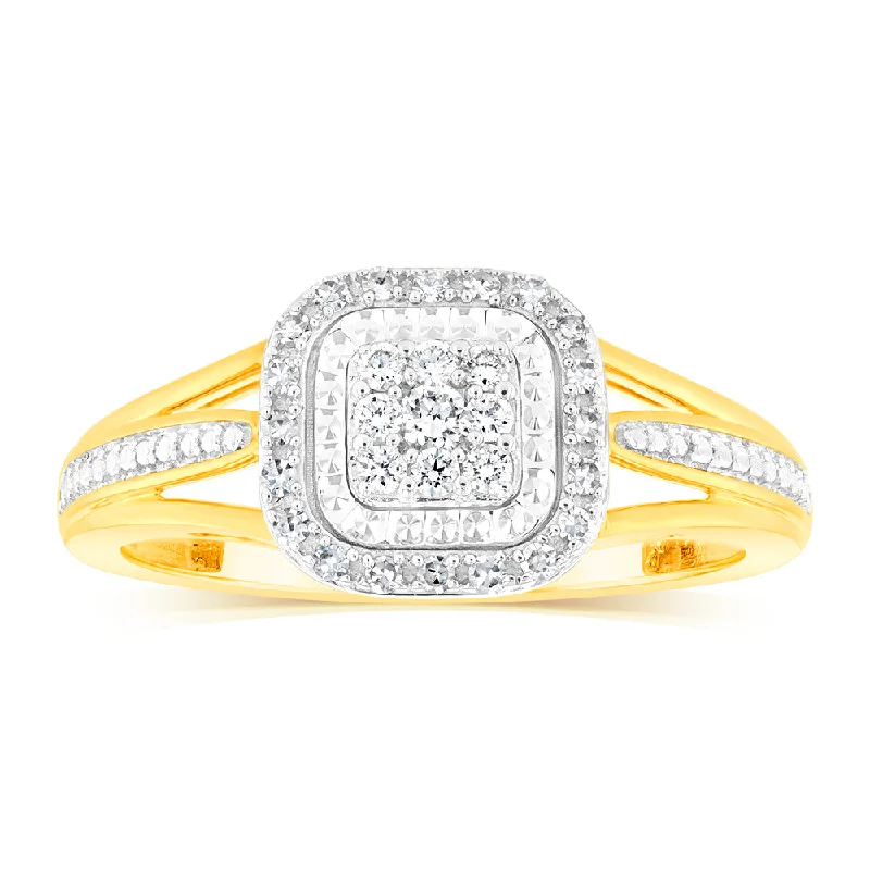 Signature - Design Women's Diamond Rings with a Brand - Specific Pattern and High - Quality DiamondsLuminesce Lab Grown 9ct Yellow Gold Ring in 35 diamonds