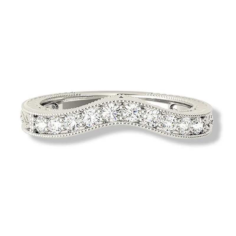 Tennis - Style Women's Diamond Rings with a Continuous Row of Diamonds for a Classic and Versatile LookVintage Inspired Diamond Curved Wedding Band