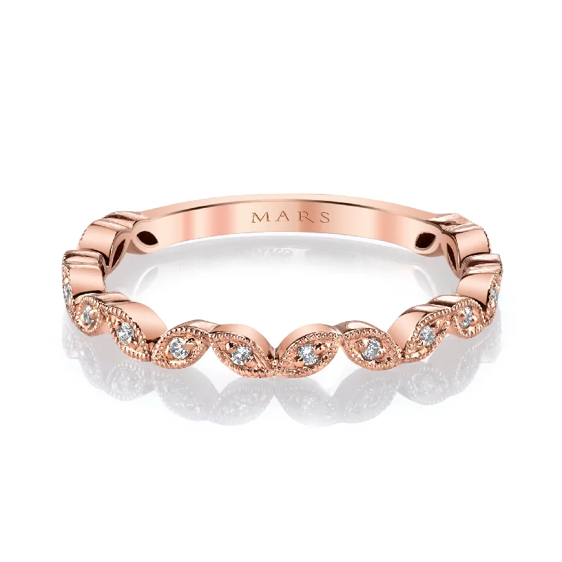 Fashion Rings with Zodiac Symbols in Gold - Filled Metal for a Personalized Touch14K Rose Gold 0.09ct. Diamond Milgrain Detailing Stackable Fashion Ring