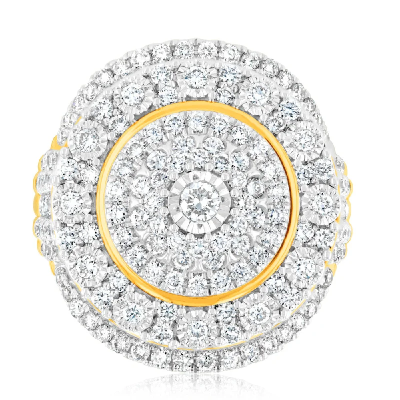 Adjustable Women's Diamond Rings with a Flexible Band for a Comfortable and Custom FitLuminesce Lab Grown 9ct Yellow Gold 2 Carat Diamond Cluster Ring