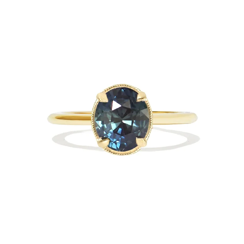 Men's Lapis Lazuli Engagement Rings in Sterling Silver with a Star - Shaped Stone SettingOval Teal Sapphire Solitaire Ring