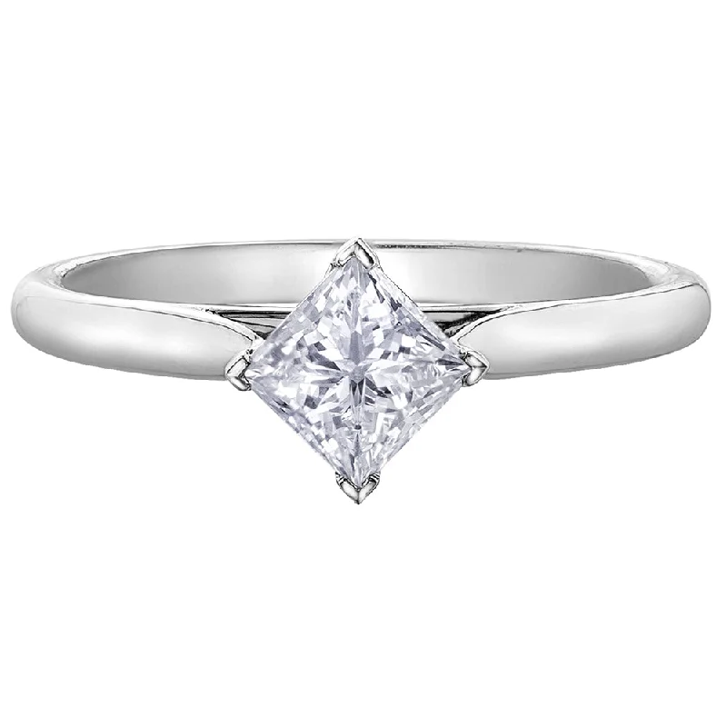 Channel - Set Women's Diamond Rings with Diamonds Securely Held in a Metal Groove for DurabilityCanadian Princess Cut Diamond Solitaire Ring