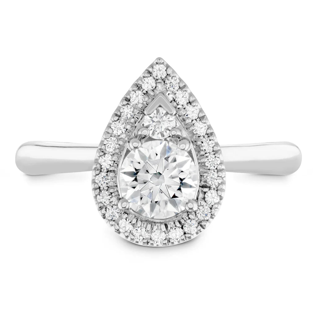 Tennis - Style Women's Diamond Rings with a Continuous Row of Diamonds for a Classic and Versatile LookHearts On Fire Destiny Teardrop Halo