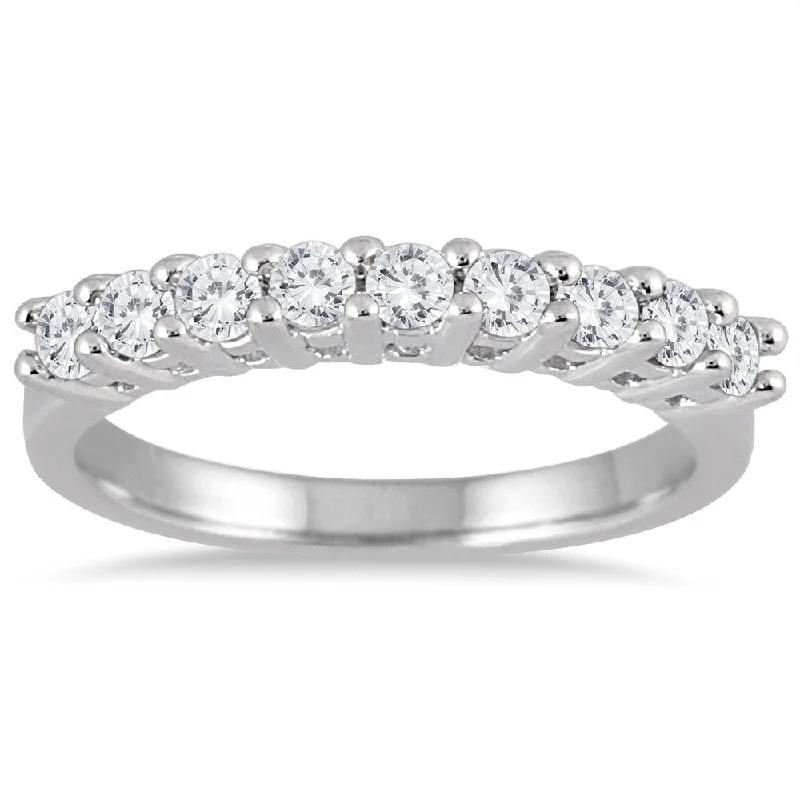 Adjustable Women's Diamond Rings with a Flexible Band for a Comfortable and Custom FitMarquee Jewels 10k White Gold 1ct TDW Prong 9-stone Diamond Band