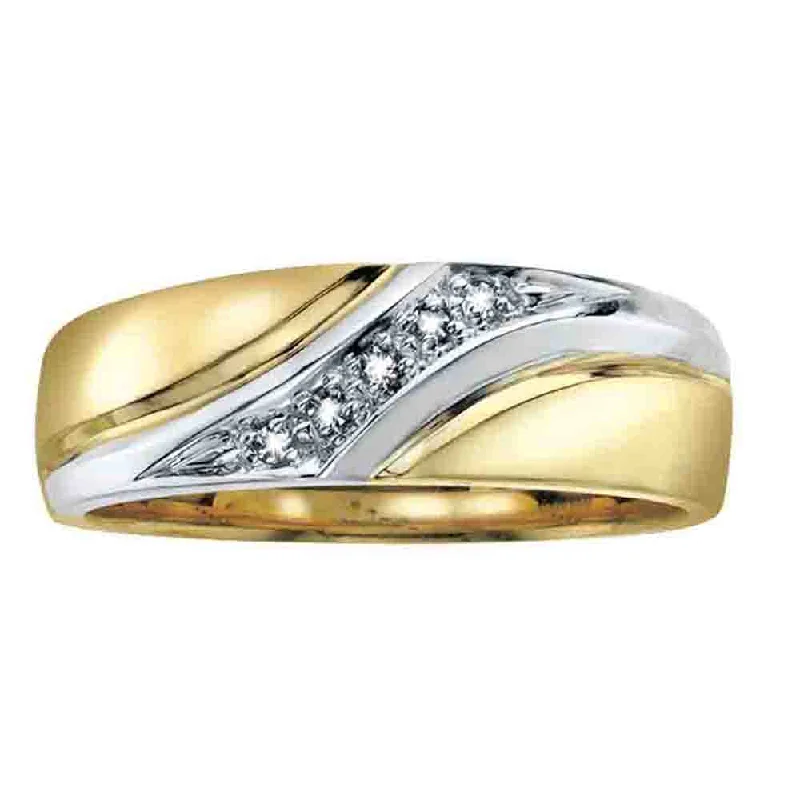 Vintage - Style Women's Diamond Rings with Floral - Engraved Bands and Multiple Diamond AccentsDiamond and Two-Tone Gold Band