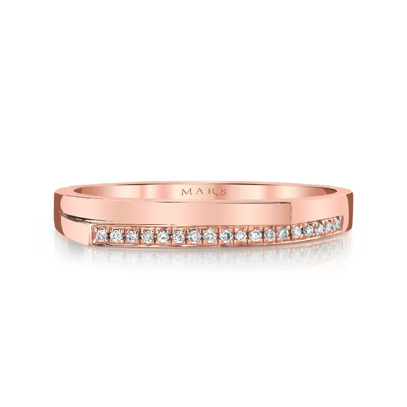 LED - Lit Fashion Rings in Plastic with Color - Changing Effects for a Futuristic Look14K Rose Gold 0.05ct. Diamond Contrasting Flat Top Fashion Ring