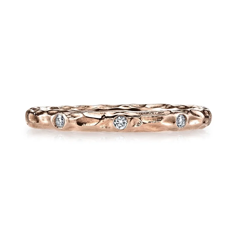 Fashion Rings with Zodiac Symbols in Gold - Filled Metal for a Personalized Touch14K Rose Gold 0.14ct. Bezel Set Diamond Textured Stackable Fashion Ring