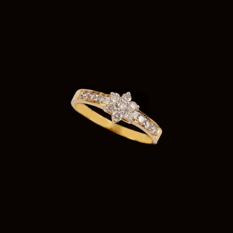 Tennis - Style Women's Diamond Rings with a Continuous Row of Diamonds for a Classic and Versatile Look18K YG Star Diamond Ring-1pc