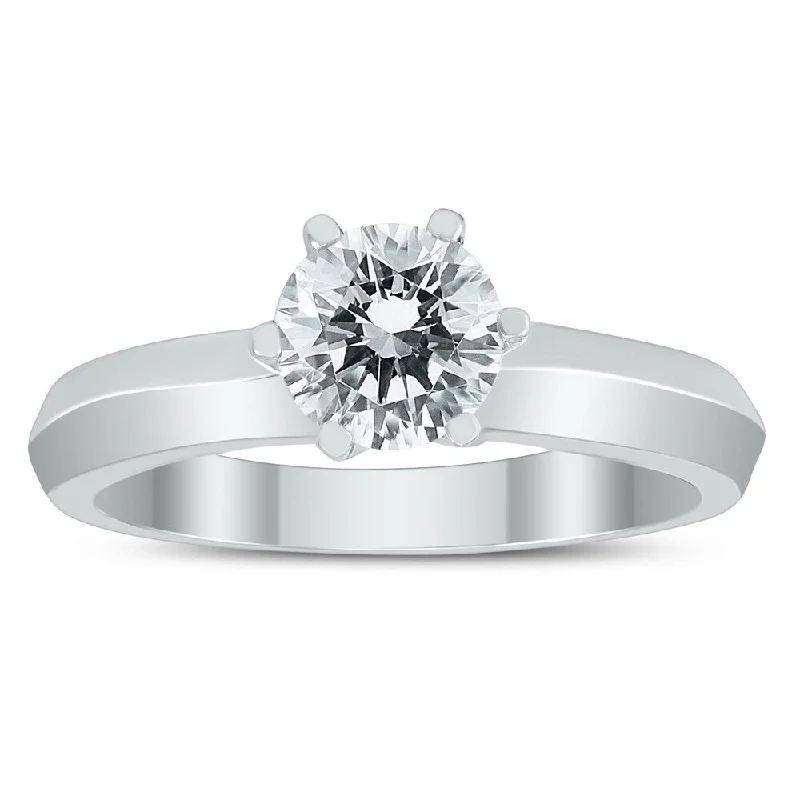 Vintage - Style Women's Diamond Rings with Floral - Engraved Bands and Multiple Diamond AccentsAGS Certified 1 Carat Knife Edge Diamond Solitaire Ring in 14K White Gold