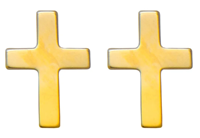 Hypoallergenic Sterling Silver Star - Studded Stud Earrings for Sensitive EarsTiny 14K Yellow Gold Children's Cross Stud Earrings, 15mm x 6mm