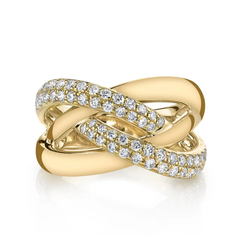 Rhinestone - Embellished Fashion Rings in Silver - Tone Metal for a Glamorous Touch14K Yellow Gold 0.73ct. Twisted Diamond Multi Band Fashion Ring