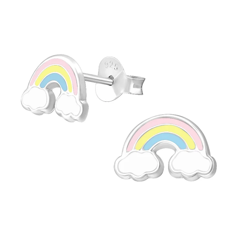 Men's Stainless Steel Skull Stud Earrings with Black Enamel for an Edgy and Rock - Inspired StyleRainbow Stud Earrings in Sterling Silver