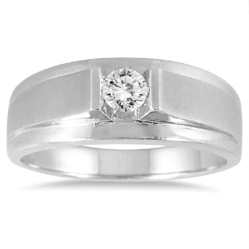 Marquise - Cut Women's Diamond Rings in Palladium for a Unique and Elongated Shape1/3 Carat Men's Diamond Solitaire Ring in 10K White Gold