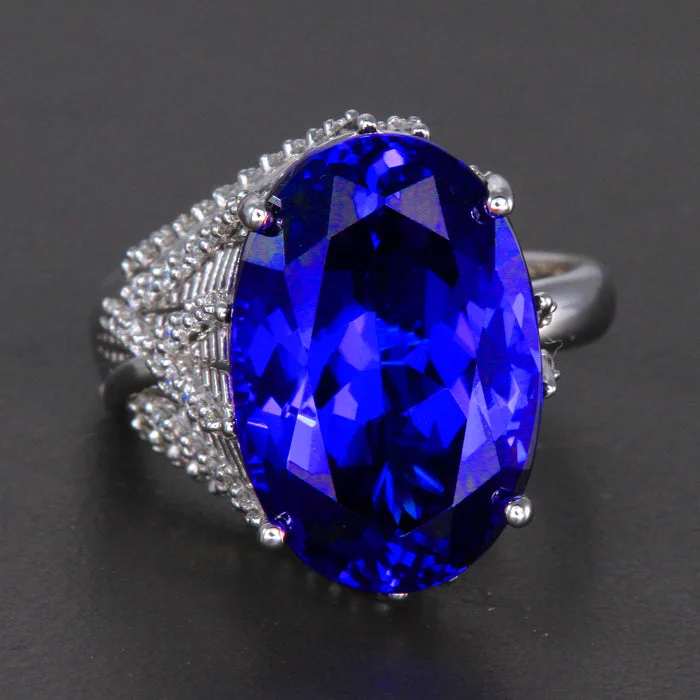 Men's Turquoise Engagement Rings in 925 Silver with a Southwestern - Inspired BandEXCLUSIVE SALE 25% OFF W/CODE 25OFF - 14K White Gold Large Oval Tanzanite and Diamond Ring 15.42 Carats