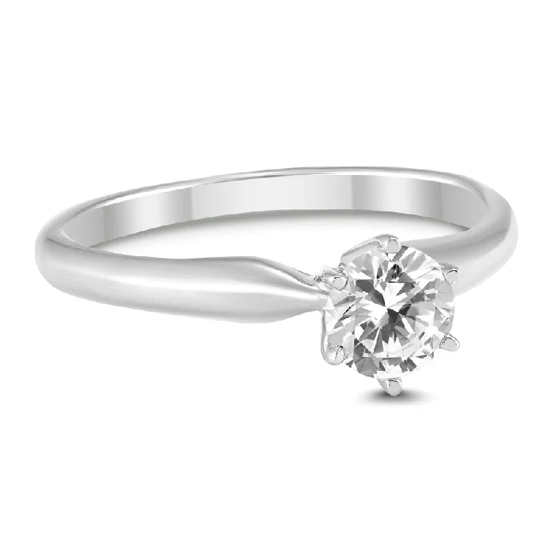 Marquise - Cut Women's Diamond Rings in Palladium for a Unique and Elongated ShapeAGS Certified 1/4 Carat Round Diamond Solitaire Ring in 14K White Gold (I-J Color, SI1-SI2 Clarity)