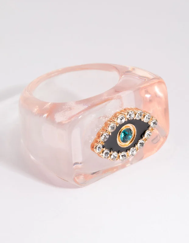 Fashion Rings with Zodiac Symbols in Gold - Filled Metal for a Personalized TouchPink Evil Eye Plastic Ring