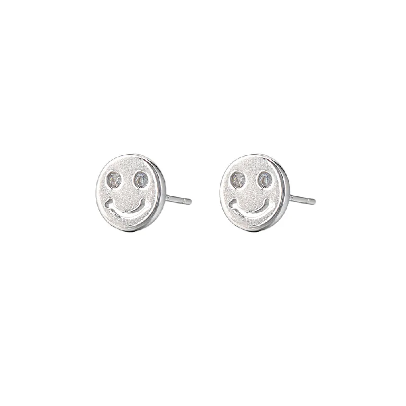 Matte - Finish Titanium Hexagon Stud Earrings for a Sleek and Contemporary StyleCZ Eyes Smiley Face Earrings