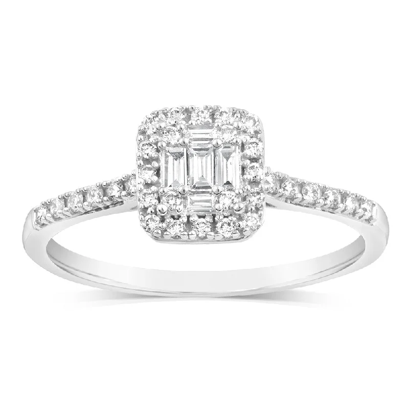 Marquise - Cut Women's Diamond Rings in Palladium for a Unique and Elongated ShapeLuminesce Lab Grown 1/4 Carat Diamond Ring in 9ct White Gold