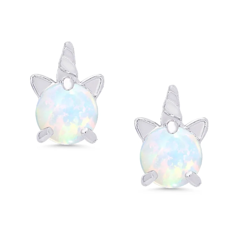 Matte - Finish Titanium Hexagon Stud Earrings for a Sleek and Contemporary StyleLab Created Opal Unicorn Stud Earrings in Sterling Silver