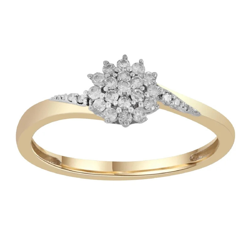 9ct Yellow Gold Diamond Flower Ring