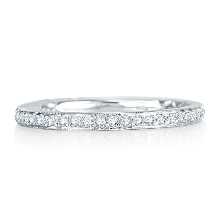 Fashion Rings with Initial Charms in Silver - Plated Metal for a Custom AccessoryA. Jaffe Modern/Vintage Delicate Quilted Diamond Anniversary Band MRS754Q/13