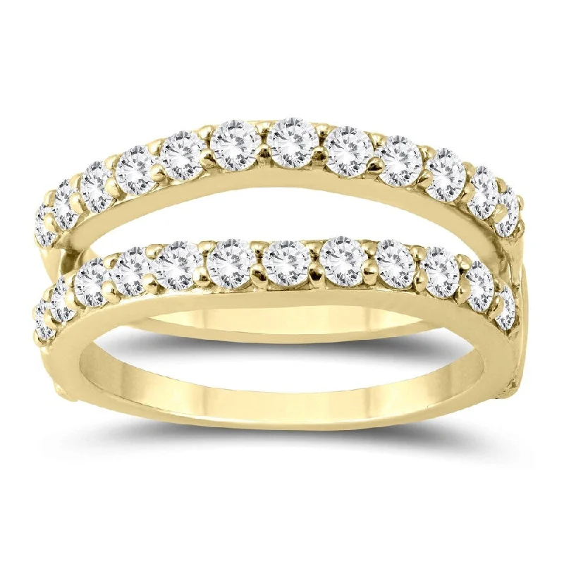 Women's Diamond Rings with Side - Stone Pave Setting for a Sparkling and Continuous Shine1 Carat TW Diamond Insert Ring in 14K Yellow Gold