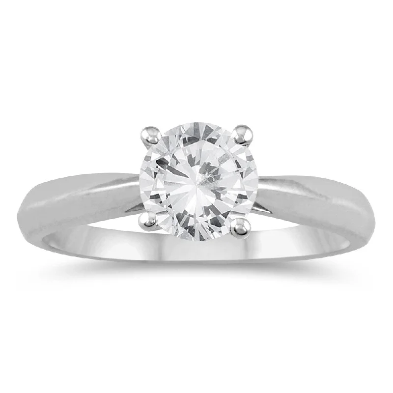 Channel - Set Women's Diamond Rings with Diamonds Securely Held in a Metal Groove for DurabilityAGS Certified 3/4 Carat TW Round Diamond Solitaire Ring in 14K White Gold (I-J Color, I2-I3 Clarity)