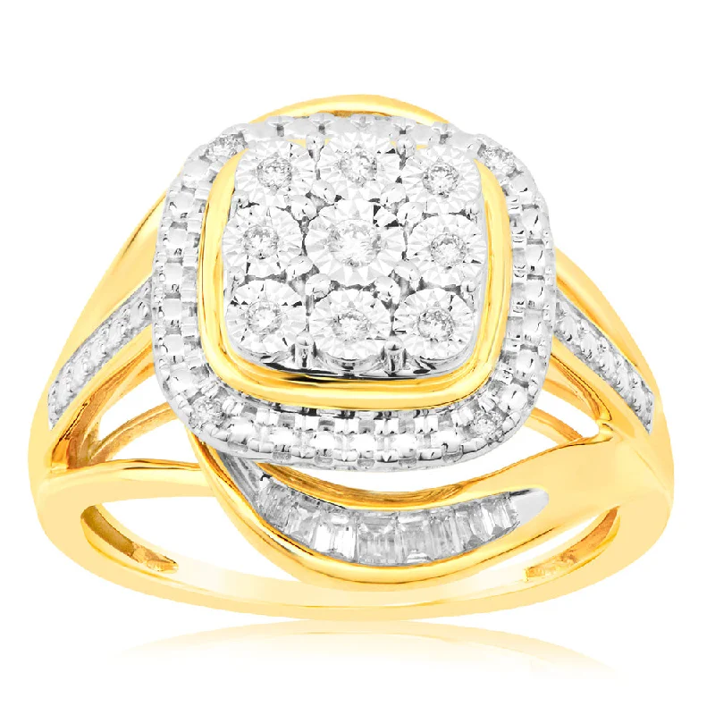 Marquise - Cut Women's Diamond Rings in Palladium for a Unique and Elongated ShapeLuminesce Lab Grown 1/6 Carat Diamond Ring in 9ct Yellow Gold