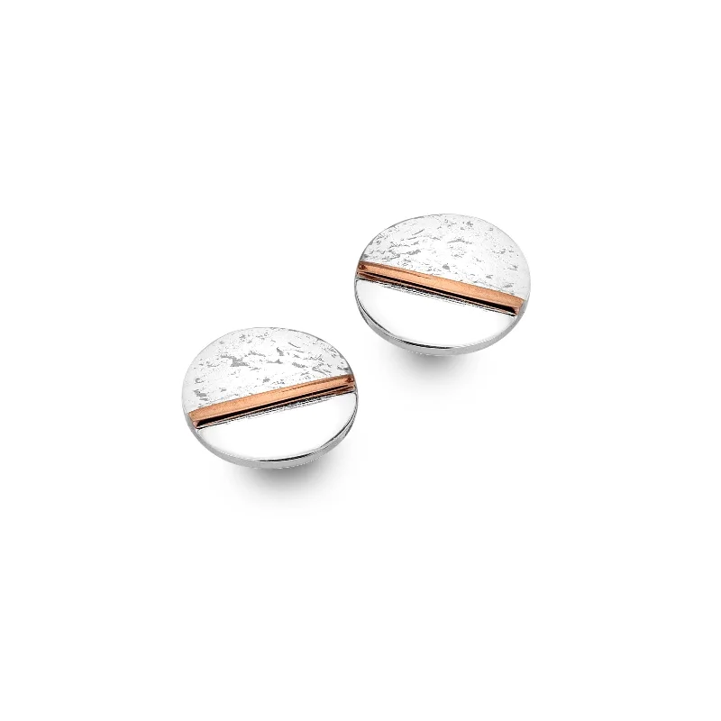 Rose Gold - Tone Geometric - Patterned Stud Earrings for a Modern and Trendy LookSea Gems Sterling Silver Horizon Stud Earrings