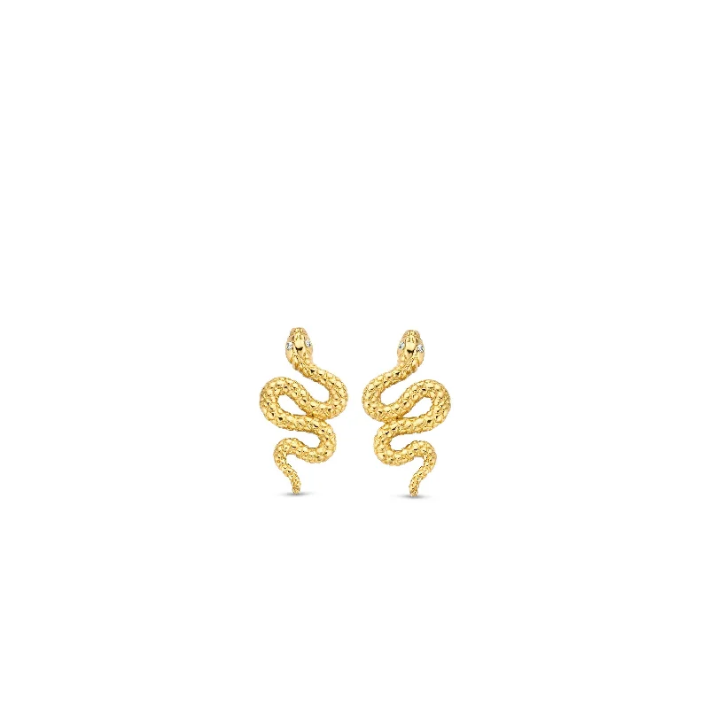 Laser - Engraved Initial Stud Earrings in Silver for a Personalized and Customized AccessoryTi Sento Gold Vermeil Snake Stud Earrings