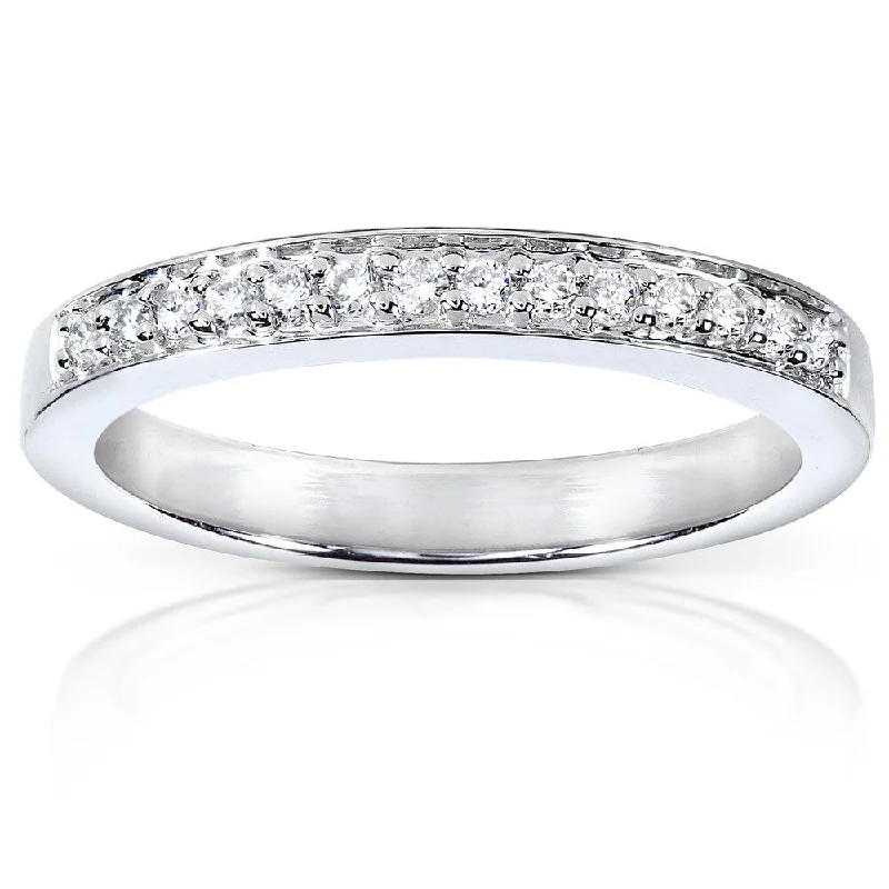 Vintage - Style Women's Diamond Rings with Floral - Engraved Bands and Multiple Diamond AccentsAnnello by Kobelli 14k White Gold 1/8ct TDW Diamond Pave-set Womens Wedding Band (G-H, I1-I2)