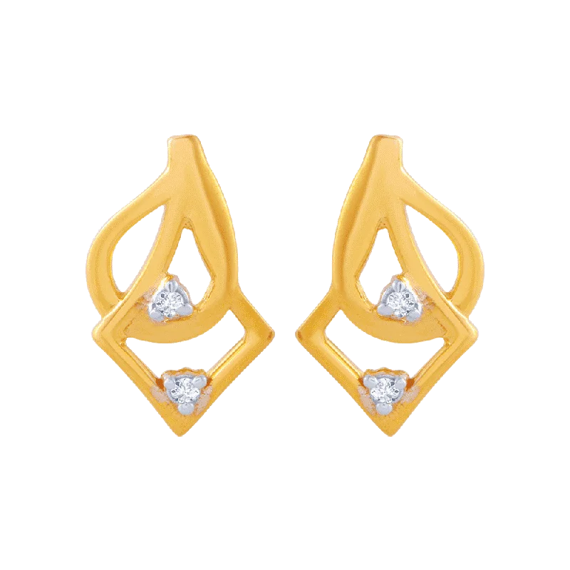 Cluster - Style Women's Diamond Rings with Multiple Small Diamonds Arranged in a Stunning Pattern14KT (585) Yellow Gold And American Diamond Stud Earrings For Women