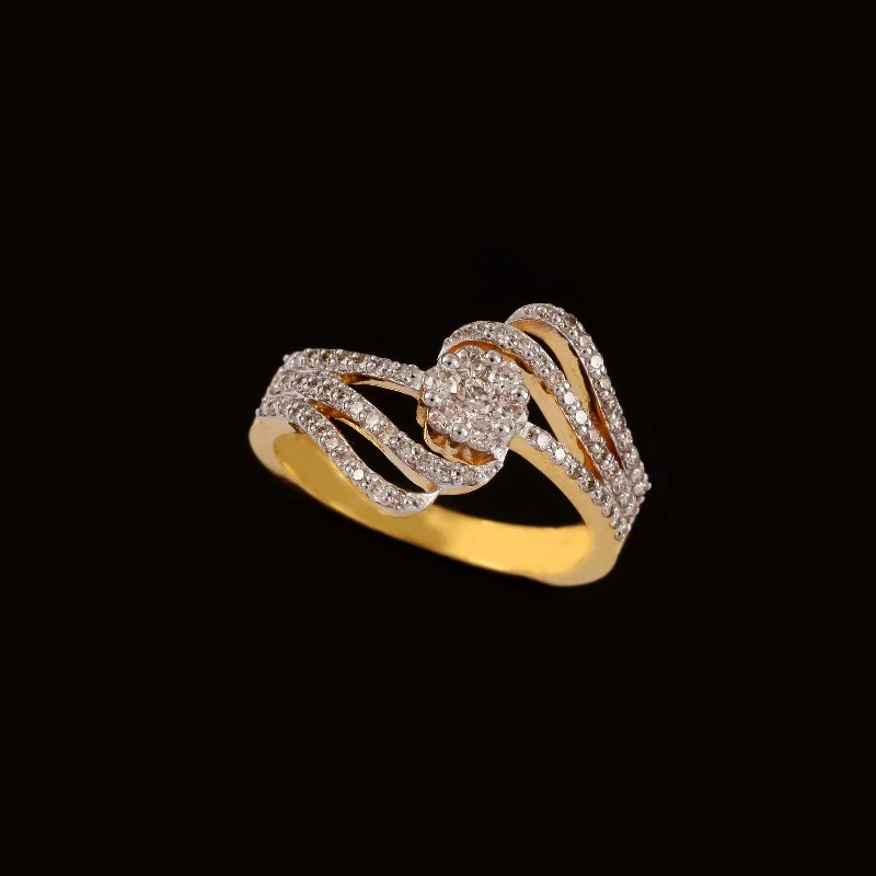 Women's Diamond Rings with Side - Stone Pave Setting for a Sparkling and Continuous Shine14K YG Fancy Diamond Ring-1pc