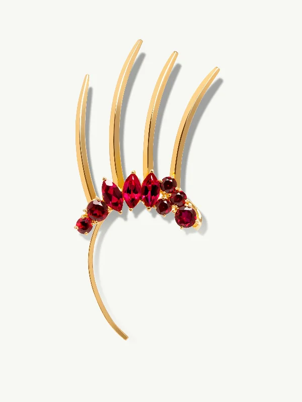 Marquise - cut diamond engagement ring with a split - shank band in platinumIsadora Spiked Ear Cuff Hair Comb With Red Garnets In 18K Yellow Gold