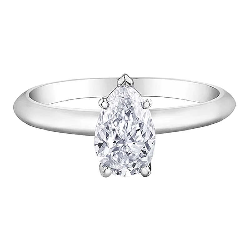 Cushion - Cut Women's Diamond Rings in Platinum with a Soft and Romantic AppearancePear-Shaped Canadian Diamond Solitaire Ring