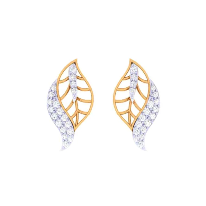 Channel - Set Women's Diamond Rings with Diamonds Securely Held in a Metal Groove for DurabilityLeaf Motif Gold Earrings