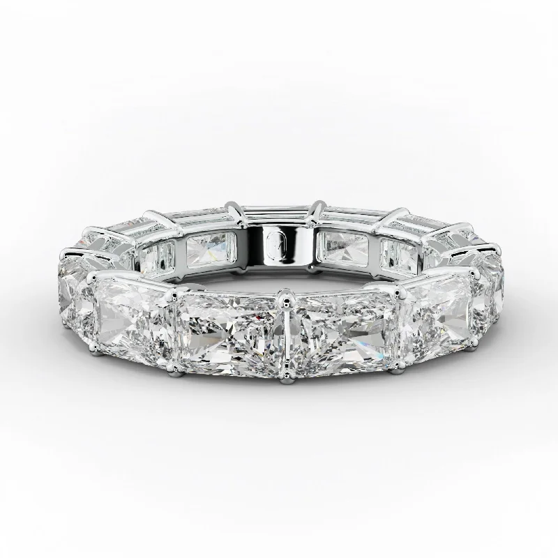 Cathedral - Style Women's Diamond Rings with a Raised Center Setting and Elaborate Metalwork7.0 Carat East West Radiant Cut Diamond Eternity Band