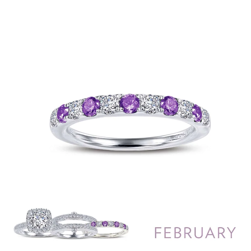 Bangle - Style Fashion Rings in Rose - Gold - Plated Aluminum with Etched PatternsLafonn Simulated Diamond & Amethyst February Birthstone Stackable Ring BR004AMP